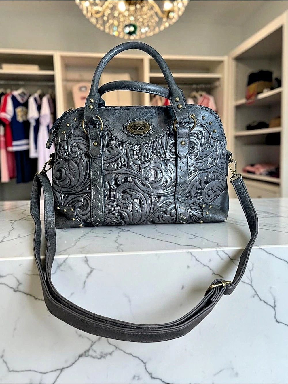 b.o.c Embossed Satchel in Gray